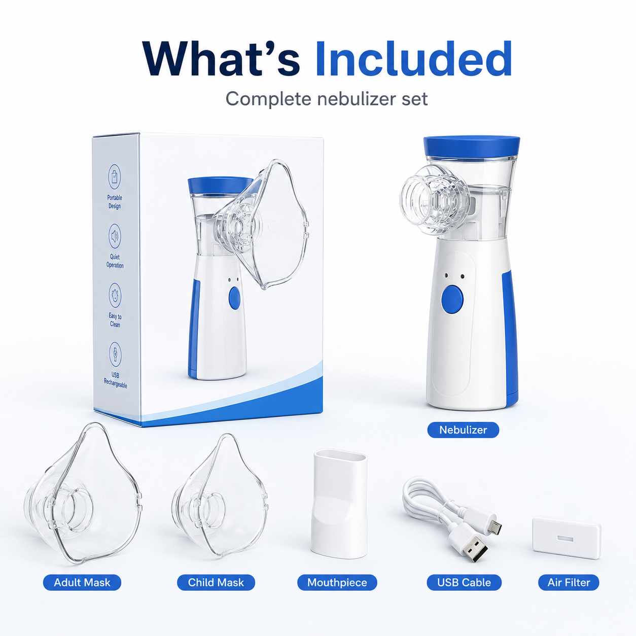 Portable Nebulizer - Mesh Inhaler for Adults & Kids