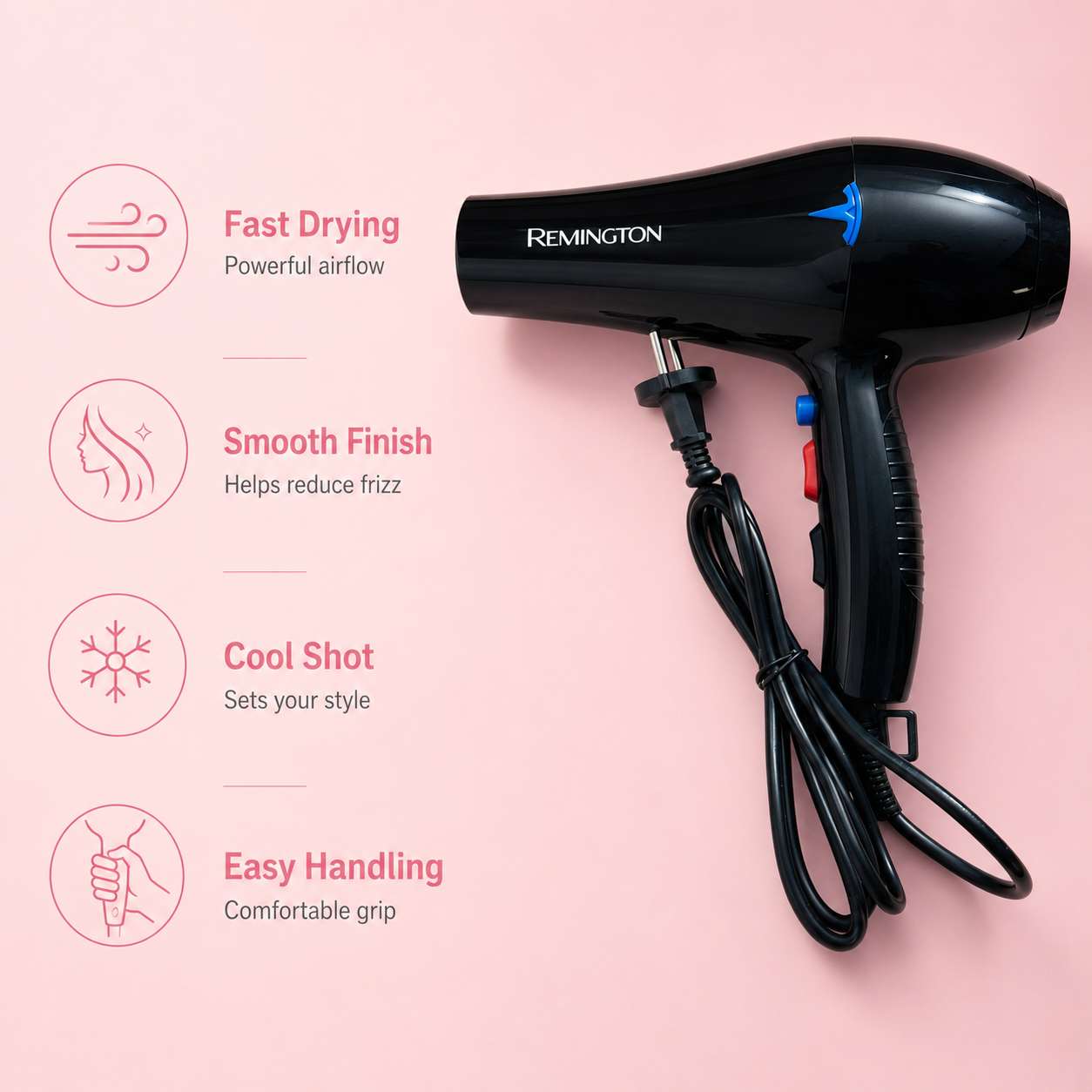 Professional Hair Dryer - Fast Drying Electric Hair Dryer