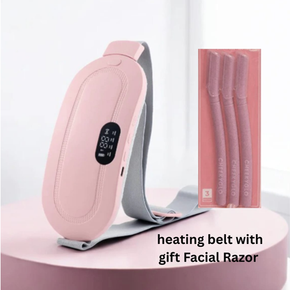 PERIOD CRAMP RELIEF BELT -Portable Menstrual Heating Belt + Girl Zone Facial Razor